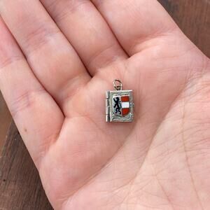 Vintage 925 Sterling Silver Salzburg Crest Book Locket Opens Pendant Charm